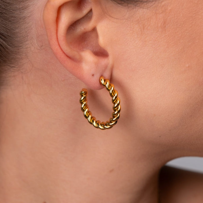 Women's Stainless Steel 18K Gold-Plated Earrings – Twist Earring – Meiva earrings view 5