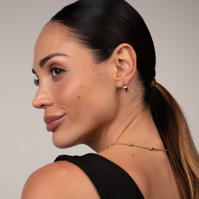 Women's Stainless Steel 18K Gold-Plated Earrings – Twist Earring – Meiva earrings view 8
