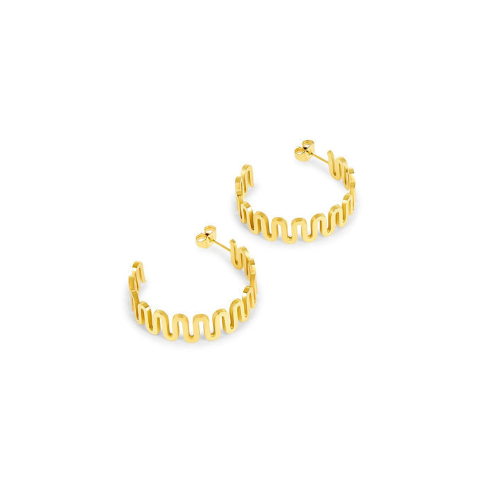 Women's Stainless Steel 18K Gold-Plated Earrings – Zig Zag – Meiva earrings