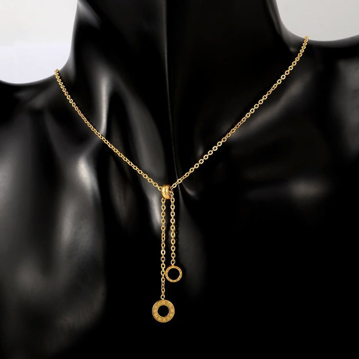 Women's Stainless Steel 18K Gold-Plated Necklace – Athenas Lariat Silver, Dainty – Meiva necklace view 3