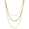 Women's Stainless Steel 18K Gold-Plated Necklace – Celina Triple Layer Mesh, Dainty – Meiva necklace