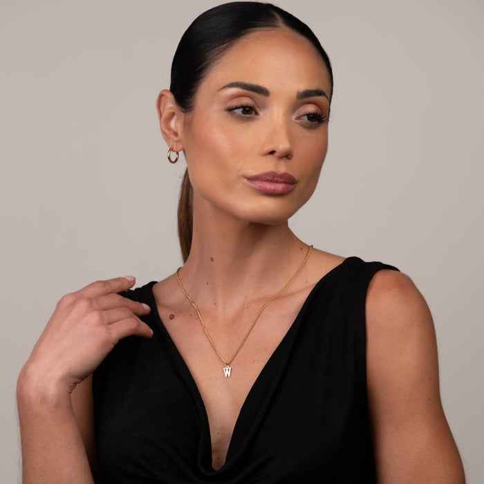 Women's Stainless Steel 18K Gold-Plated Necklace – Chain Initial Letter – Meiva necklace view 3