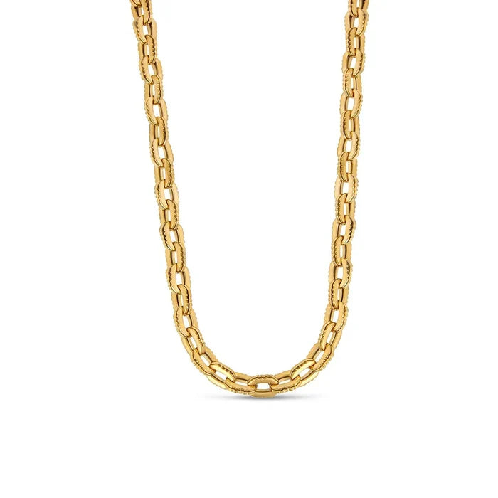 Women's Stainless Steel 18K Gold-Plated Necklace – Chunky Link, Layered – Meiva necklace