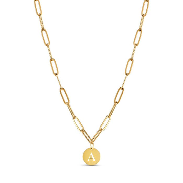 Women's Stainless Steel 18K Gold-Plated Necklace – Clip Chain Initial Letter – Meiva necklace