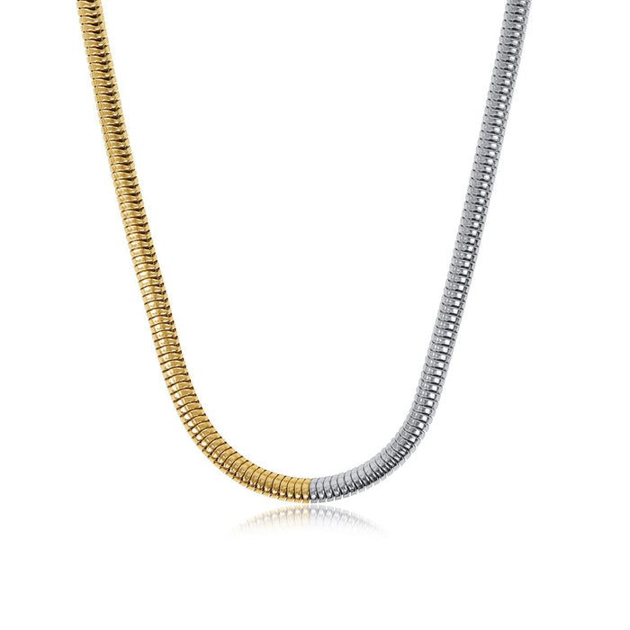 Women's Stainless Steel 18K Gold-Plated Necklace – Contrast Mesh, Layered – Meiva necklace