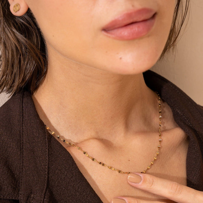 Women's Stainless Steel 18K Gold-Plated Necklace – Destiny Chain, Dainty – Meiva necklace view 2