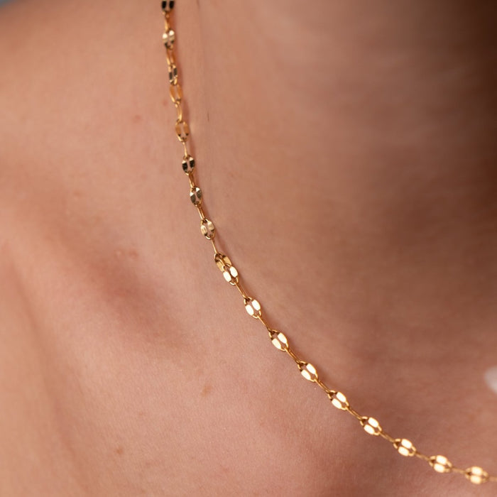 Women's Stainless Steel 18K Gold-Plated Necklace – Destiny Chain, Dainty – Meiva necklace view 4