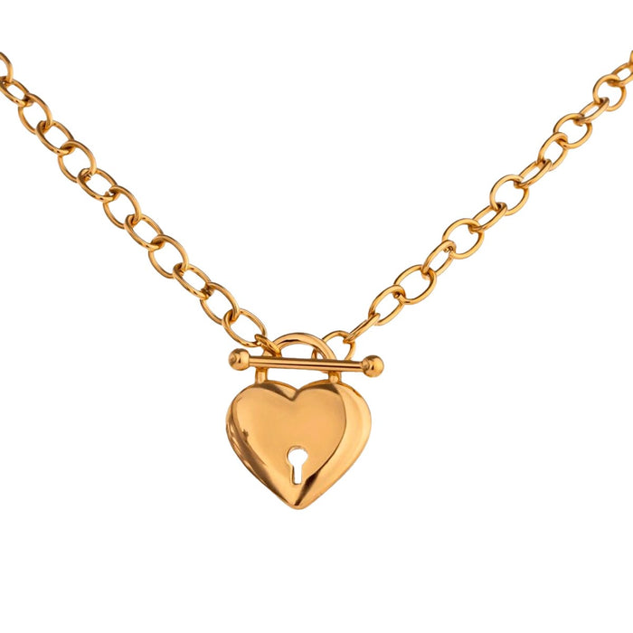 Women's Stainless Steel 18K Gold-Plated Necklace – Eternal Love Heart – Meiva necklace