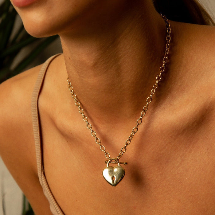 Women's Stainless Steel 18K Gold-Plated Necklace – Eternal Love Heart – Meiva necklace view 2