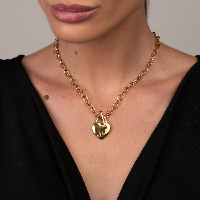 Women's Stainless Steel 18K Gold-Plated Necklace – Eternal Love Heart – Meiva necklace view 3