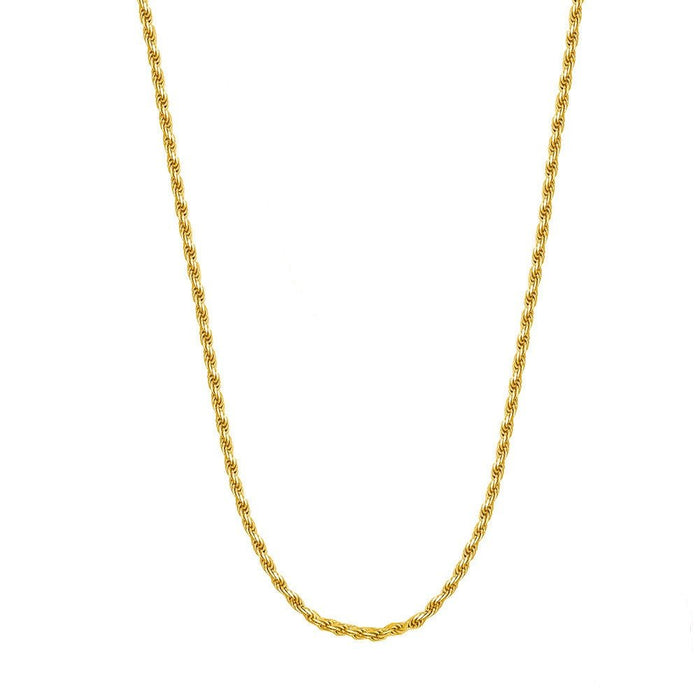 Women's Stainless Steel 18K Gold-Plated Necklace – Fine 2mm Brazilian Chain, Layered – Meiva necklace