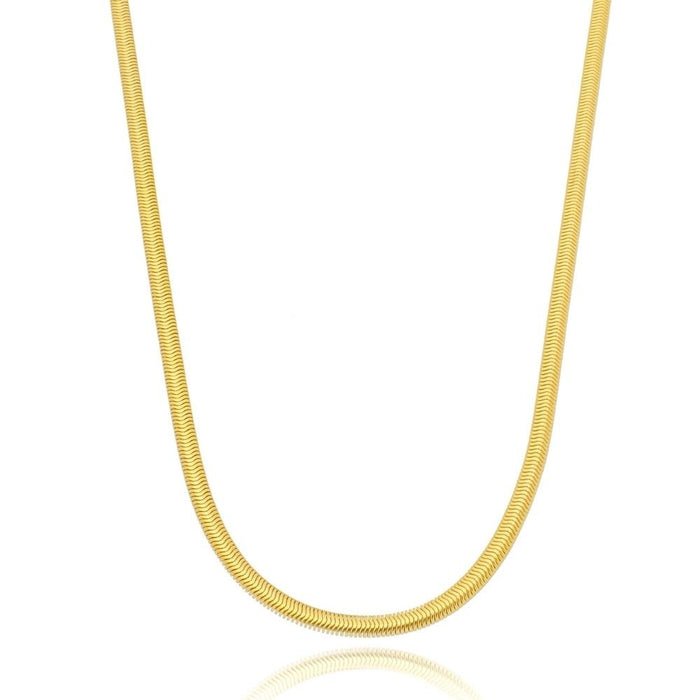 Women's Stainless Steel 18K Gold-Plated Necklace – Fine 2mm Snake Chain, Layered – Meiva necklace