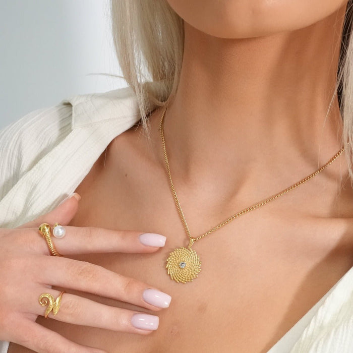 Women's Stainless Steel 18K Gold-Plated Necklace – Glow, Layered – Meiva necklace view 2