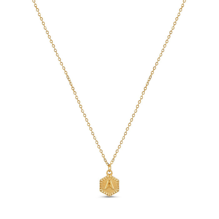 Women's Stainless Steel 18K Gold-Plated Necklace – Hex Initial Letter – Meiva necklace