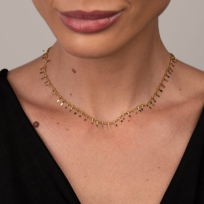 Women's Stainless Steel 18K Gold-Plated Necklace – Jurere Choker, Dainty – Meiva necklace view 2