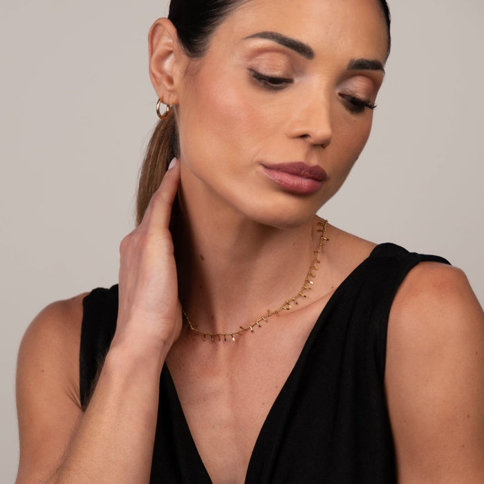 Women's Stainless Steel 18K Gold-Plated Necklace – Jurere Choker, Dainty – Meiva necklace view 6