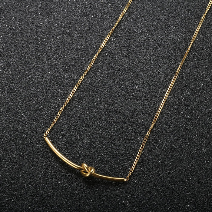 Women's Stainless Steel 18K Gold-Plated Necklace – Knot – Meiva necklace view 2