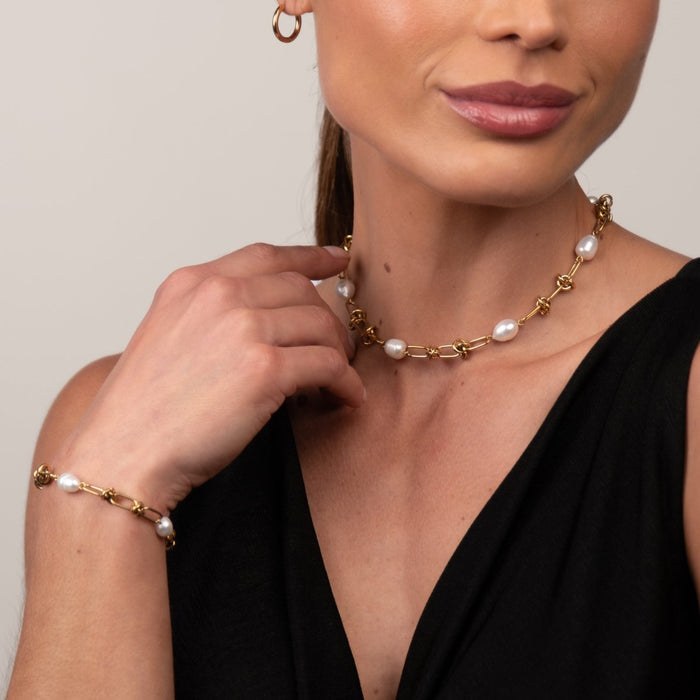 Women's Stainless Steel 18K Gold-Plated Necklace – Knot – Meiva necklace view 4