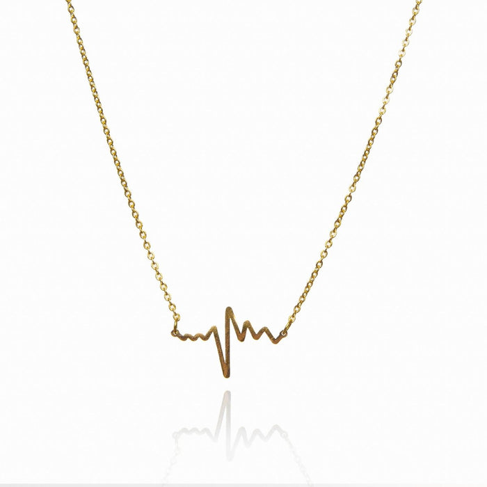 Women's Stainless Steel 18K Gold-Plated Necklace – Life Heartbeat Pendant, Dainty – Meiva necklace
