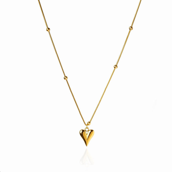 Women's Stainless Steel 18K Gold-Plated Necklace – Life Love Heart, Dainty – Meiva necklace