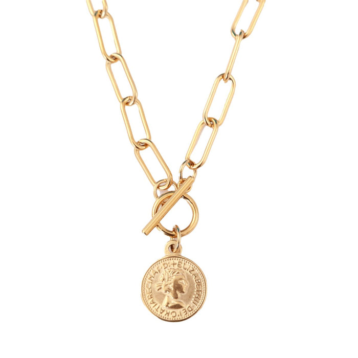 Women's Stainless Steel 18K Gold-Plated Necklace – London Cents, Layered – Meiva necklace