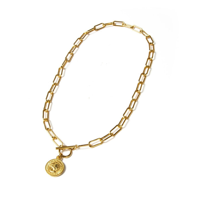 Women's Stainless Steel 18K Gold-Plated Necklace – London Cents, Layered – Meiva necklace view 4