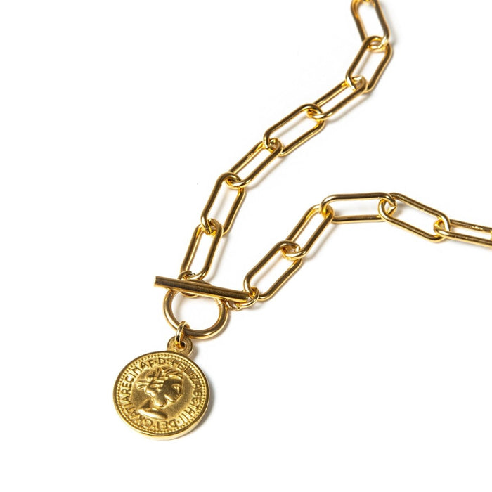 Women's Stainless Steel 18K Gold-Plated Necklace – London Cents, Layered – Meiva necklace view 5