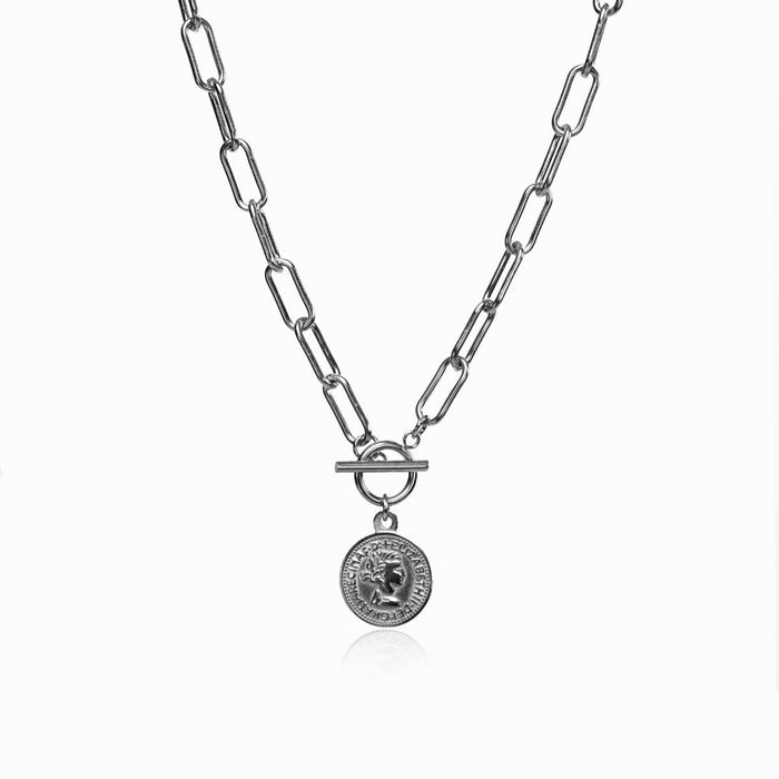 Women's Stainless Steel 18K Gold-Plated Necklace – London Cents Silver, Layered – Meiva necklace