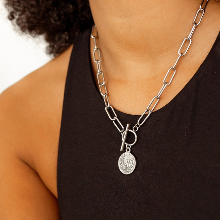 Women's Stainless Steel 18K Gold-Plated Necklace – London Cents Silver, Layered – Meiva necklace view 3