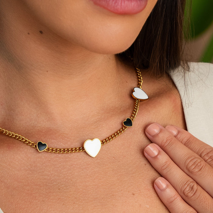 Women's Stainless Steel 18K Gold-Plated Necklace – Love Glow Monochrome, Dainty – Meiva necklace view 2