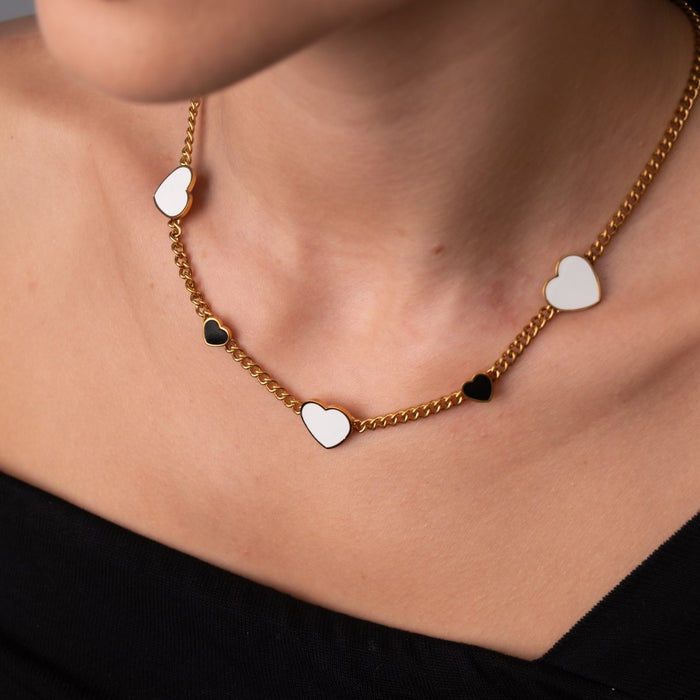 Women's Stainless Steel 18K Gold-Plated Necklace – Love Glow Monochrome, Dainty – Meiva necklace view 3