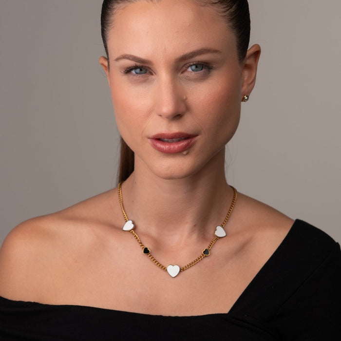 Women's Stainless Steel 18K Gold-Plated Necklace – Love Glow Monochrome, Dainty – Meiva necklace view 4
