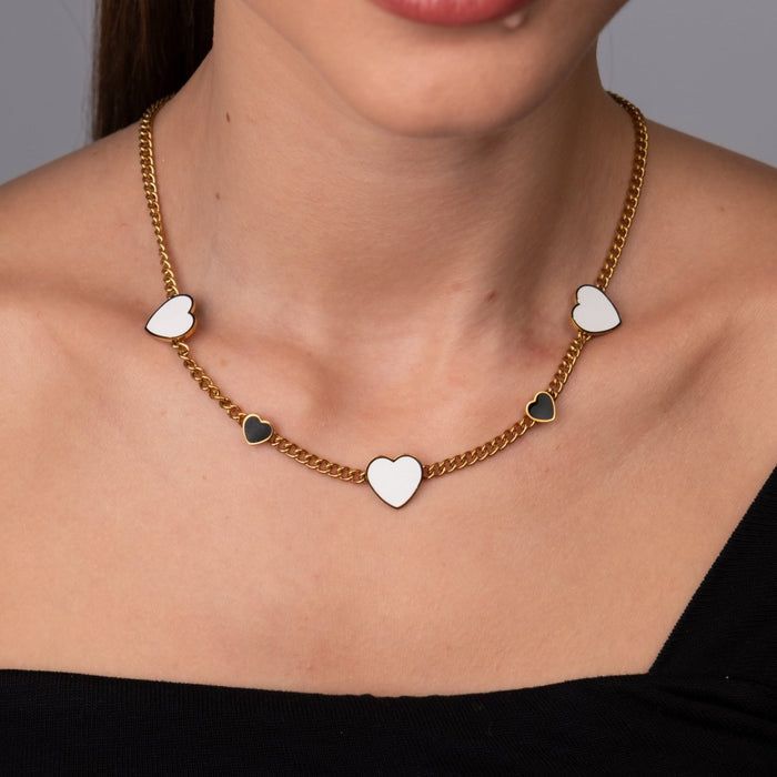 Women's Stainless Steel 18K Gold-Plated Necklace – Love Glow Monochrome, Dainty – Meiva necklace view 5