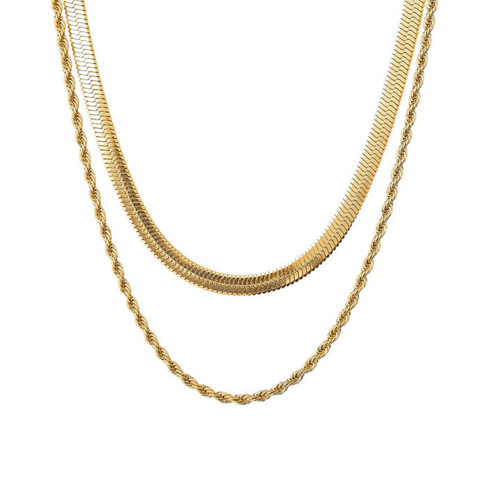 Women's Stainless Steel 18K Gold-Plated Necklace – Melina Mix, Dainty – Meiva necklace