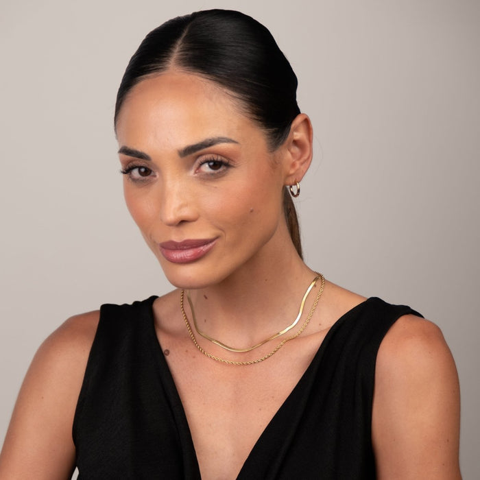 Women's Stainless Steel 18K Gold-Plated Necklace – Melina Mix, Dainty – Meiva necklace view 2