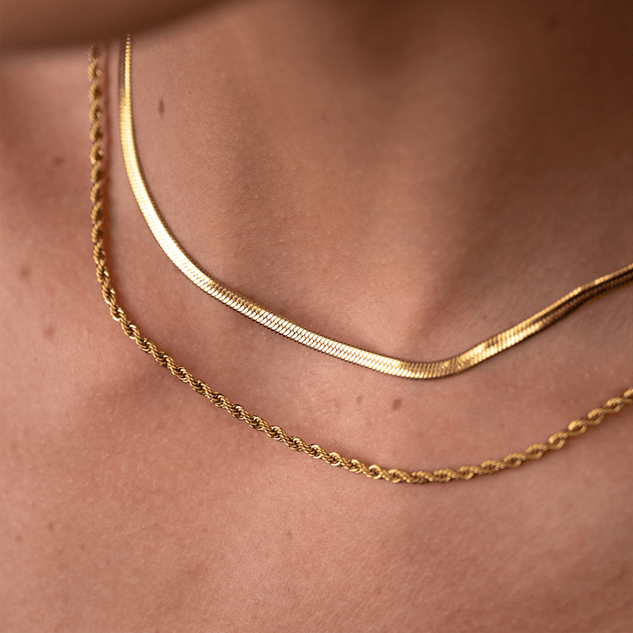 Women's Stainless Steel 18K Gold-Plated Necklace – Melina Mix, Dainty – Meiva necklace view 3