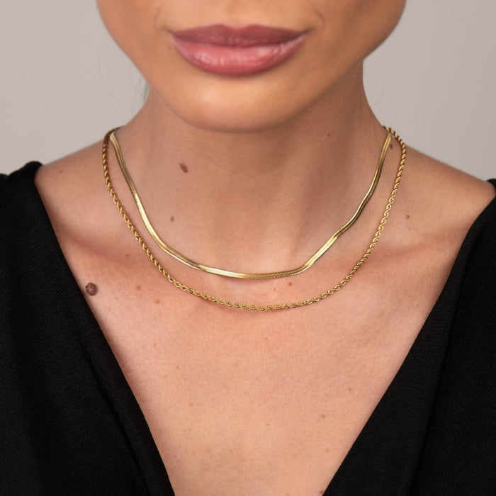 Women's Stainless Steel 18K Gold-Plated Necklace – Melina Mix, Dainty – Meiva necklace view 4