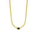 Women's Stainless Steel 18K Gold-Plated Necklace – Mesh Onyx Stone – Meiva necklace