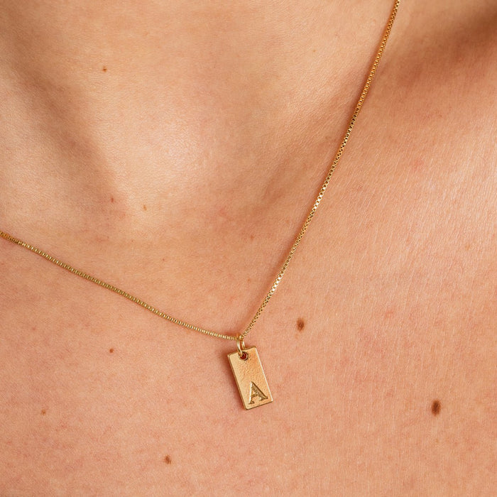 Women's Stainless Steel 18K Gold-Plated Necklace – Minimal Initial Letter – Meiva necklace view 2