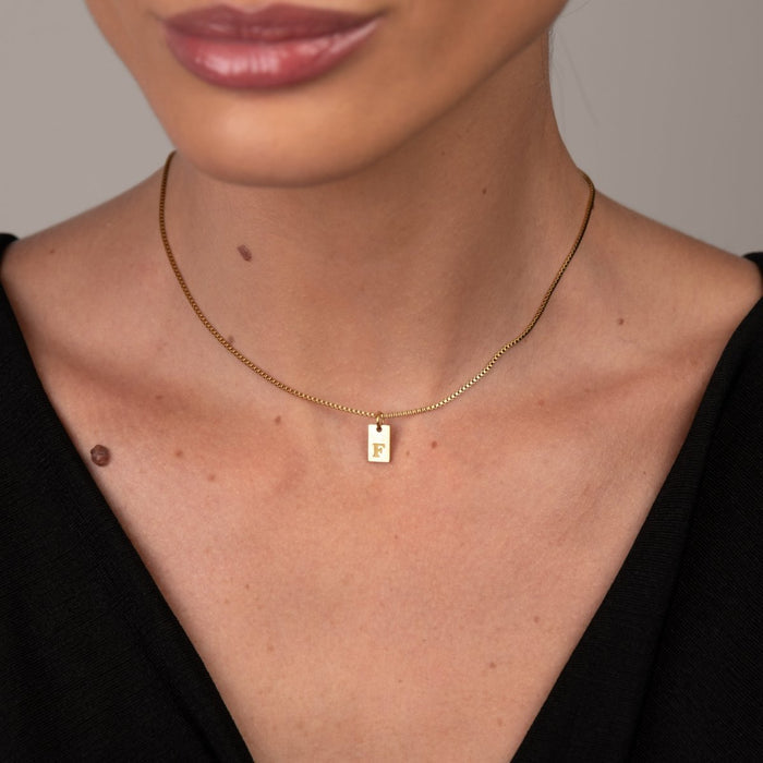 Women's Stainless Steel 18K Gold-Plated Necklace – Minimal Initial Letter – Meiva necklace view 4