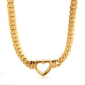Women's Stainless Steel 18K Gold-Plated Necklace – Minimalist Heart Choker, Dainty – Meiva necklace