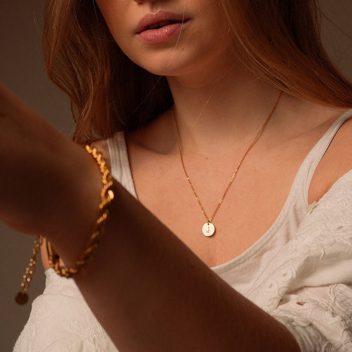 Women's Stainless Steel 18K Gold-Plated Necklace – Minimalist Initial Letter, Dainty – Meiva necklace view 2