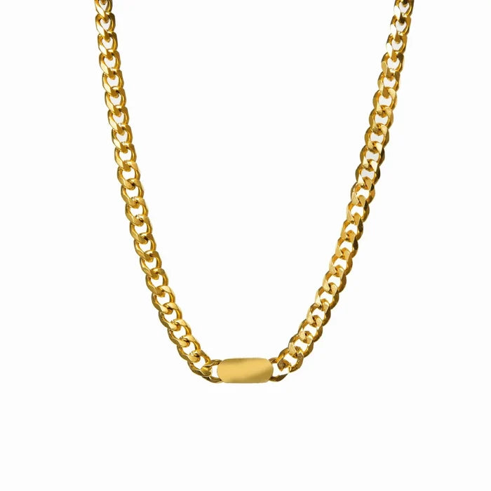 Women's Stainless Steel 18K Gold-Plated Necklace – Minimalist Rectangular Pendant Chain, Dainty – Meiva necklace