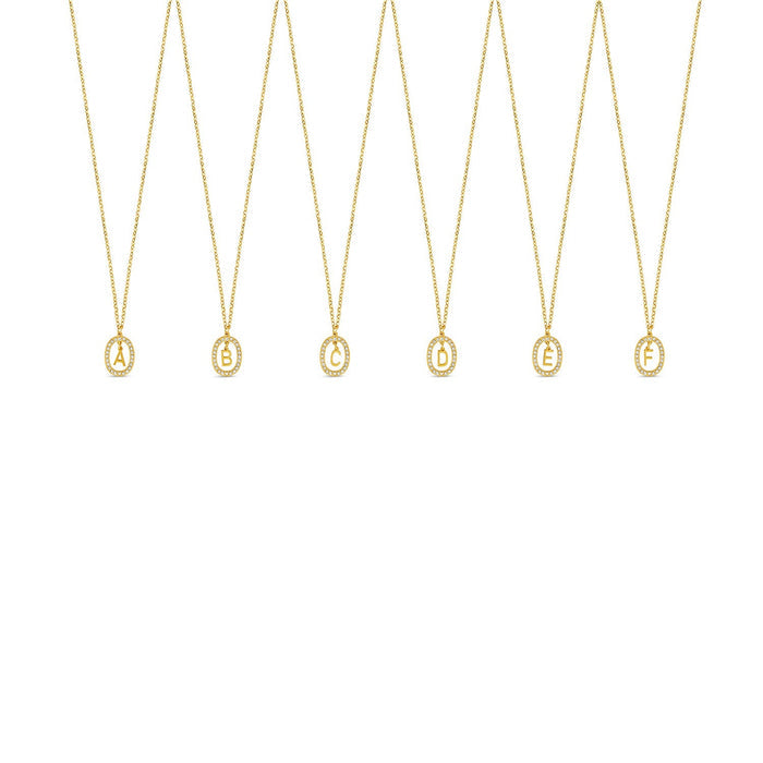 Women's Stainless Steel 18K Gold-Plated Necklace – Prism Initial Letter, Dainty – Meiva necklace view 6