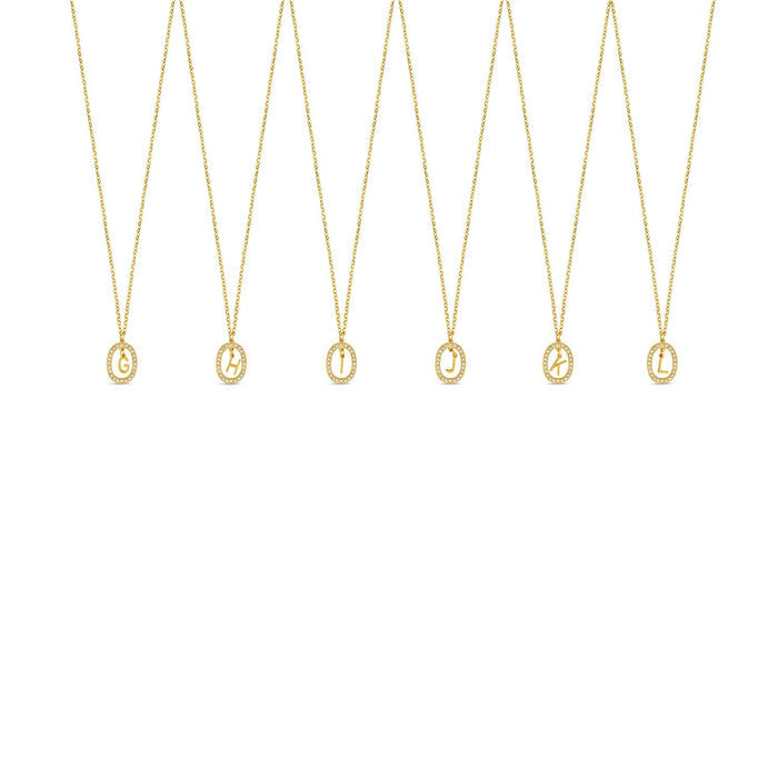 Women's Stainless Steel 18K Gold-Plated Necklace – Prism Initial Letter, Dainty – Meiva necklace view 7