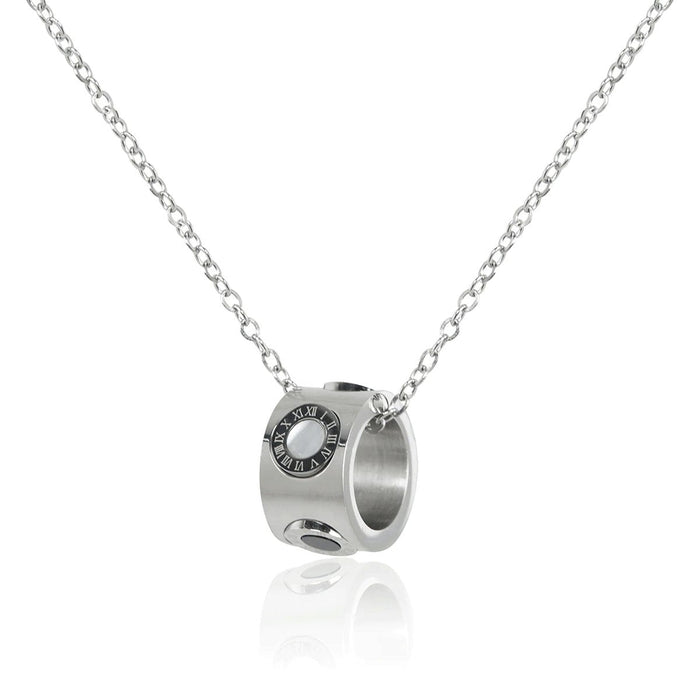 Women's Stainless Steel 18K Gold-Plated Necklace – Roman Numeral Rotating Silver – Meiva necklace