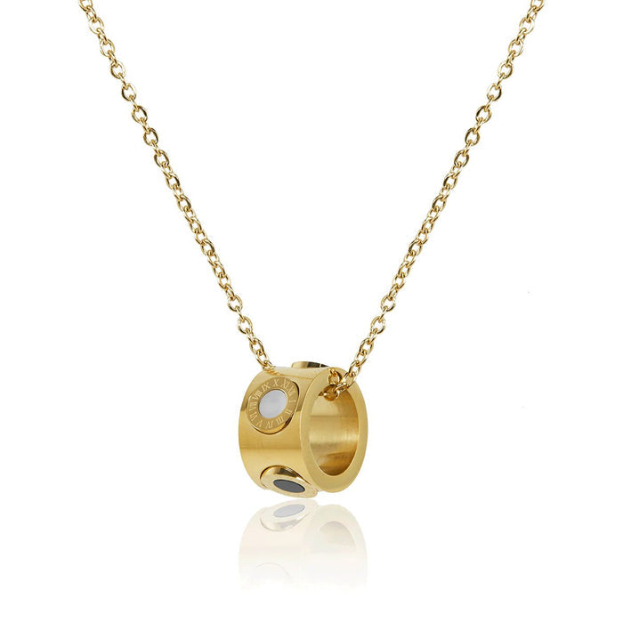Women's Stainless Steel 18K Gold-Plated Necklace – Roman Numeral Rotating – Meiva necklace