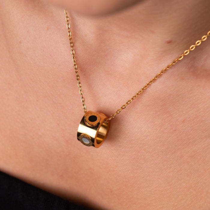 Women's Stainless Steel 18K Gold-Plated Necklace – Roman Numeral Rotating – Meiva necklace view 4