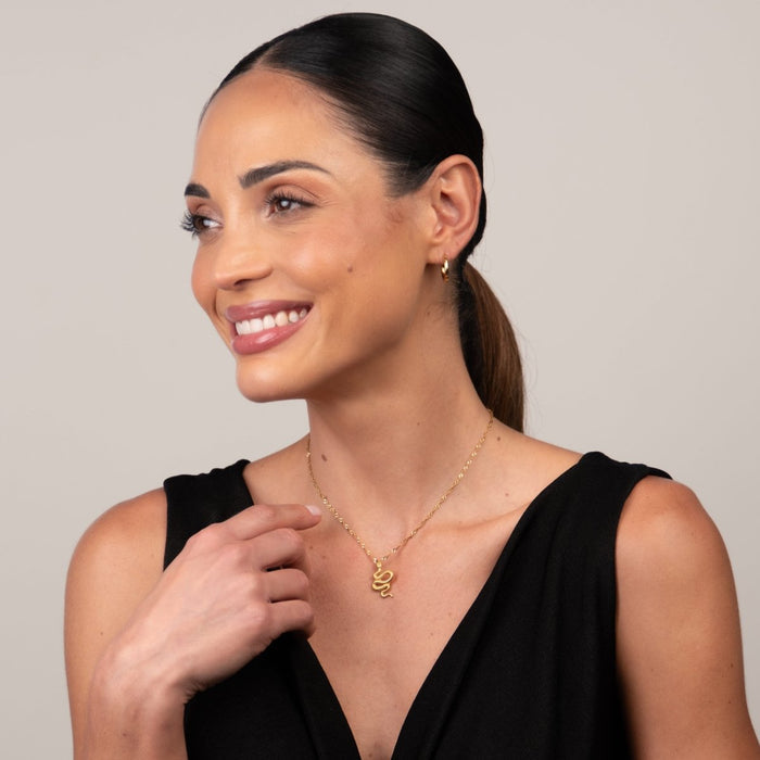 Women's Stainless Steel 18K Gold-Plated Necklace – Snake Pendant, Statement – Meiva necklace view 5