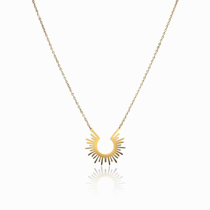 Women's Stainless Steel 18K Gold-Plated Necklace – Spike Pendant, Layered – Meiva necklace